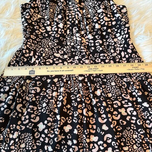 Talbots Women's V Neck Black Pink Leopard Print Sleeveless A- Line Dress Size 12 - Picture 7 of 9